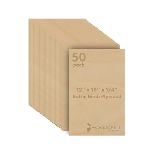 6 mm Baltic Birch Plywood sheets 1/4 x 12 x 18 in (box of 50) by Woodpeckers