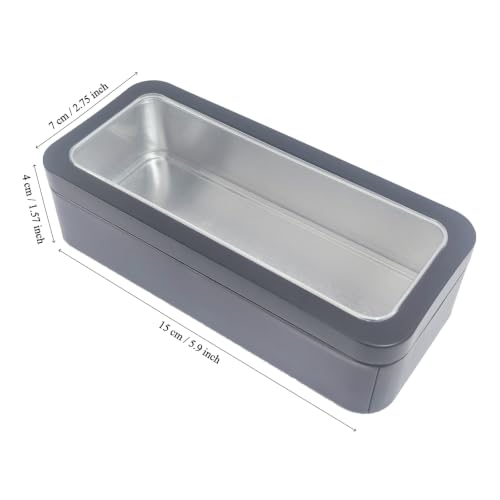 Image of 7 Pieces Rectangular Metal Empty Tins Containers, Black + Clear Window