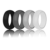 FreeWalker Silicone Rings for Men and Women,Spare Durable Rubber Wedding Band for Camping,Fishing,Gym,Swimming,Workout,Crossfit,Labor Work(4 Pack)