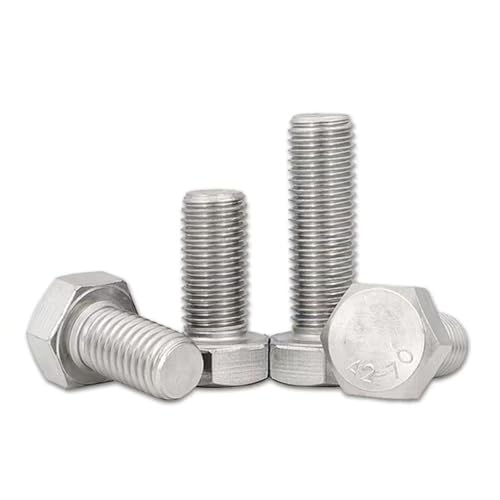 M12-1.75 x 45mm Hex Bolt,Hex Head Screw Bolts A2-70(304) Stainless Steel,DIN933,Fully Threaded Hex Tap Bolts, Plain Finish,4 Pcs