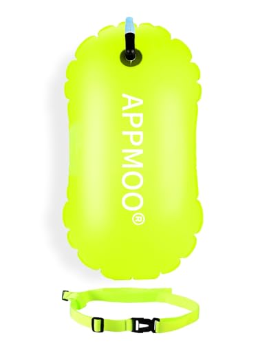 Swim Buoy with Dry Bag Compartment High Visibility Open Water Swim Safety Buoy Lightweight Swim Belt for Swimmers and Triathletes