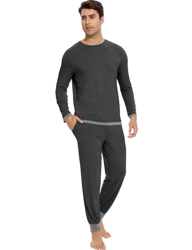 GYS Bamboo Viscose Men's Pajama Sets Soft Long Sleeve Lounge Set with Pockets3