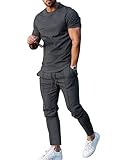 imprimante pas cher walmart  Oanviso Homme Survêtement Manches Courtes et Pantalon de Sport 2 Pièces Pas Cher Grande Taille Imprimé T-Shirt Pantalons Décontractés Ensembles Jogging Été B Gris Foncé L