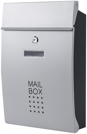Secure Wall-Mount Locking Mailbox with Key Lock - Durable Galvanized Steel, 10"x4"x15" - Weather-Resistant Gray Postbox for Home and Business Use