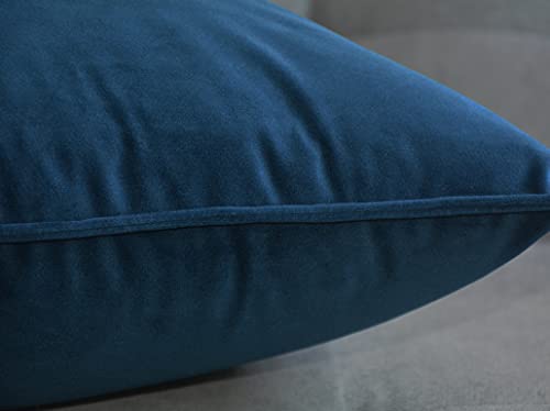 Lutanky Pack of 2 Velvet Cushion Covers Decorative Square Throw Pillow Case Soft Flanges Pillowcases for Sofa Bedroom with Invisible Zipper Navy Blue 45cm x 45cm 18 x 18 Inch - Image 4