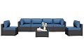 7 Pieces Outdoor Patio Sectional Sofa Couch, Wicker Furniture Patio Conversation Sets with Washable Cushions & Coffee Table for Garden, Poolside, Backyard