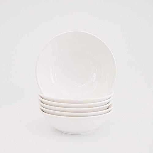 Harvey Williams 9" 23cm Porcelain Breakfast Cereals White Bowl for Pasta/Soup/Noodles/Salad/Ramen - Set of 6