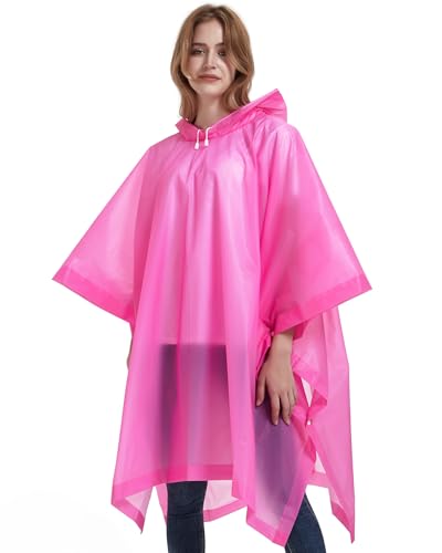 ANTVEE Reusable Rain Ponchos for Adult 2 Pack for Women and Men with Drawstring Hood