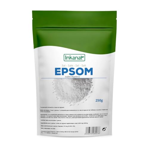 Sal de Epsom Sulfato de Magnesio 250g – INKANAT - Relajación y Alivio Muscular Natural