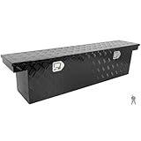 SCITOO 60' Aluminum Diamond Plate Truck Bed Tool Box,Heavy Duty Crossover Storage for Most Full Size Pickups,Lockable Weatherproof Chest,Fits 60'WX14'DX14'H Truck Beds,Easy Access to Load and Unload