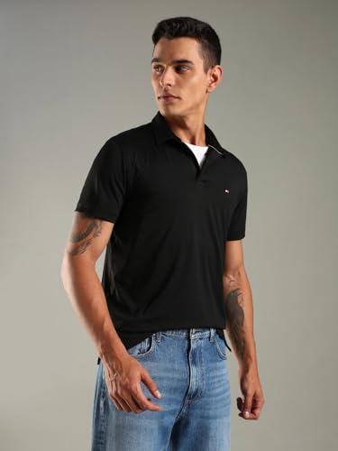 Image of Solid Regular Fit Cotton Polo T-Shirt
