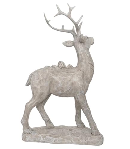 Image of Boston International Christmas Statue Tabletop Figurine Winter Holiday Decorations for Home, Small, Pinecone Standing Deer