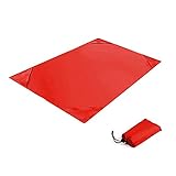 WPBOY Stranddecke, Tasche, Picknick-Matte, tragbar, Picknickdecke, Outdoor, Mini, faltbar, für Camping, Wandern, Reisen, Decke (Farbe: Rot ~ 140 x 200 cm)