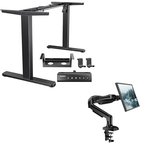 Image of HUANUO Standing Desk Frame with 220lbs Powerful Brushless Motor, Single Monitor Mount, 13 to 32 Inch Monitor Arm