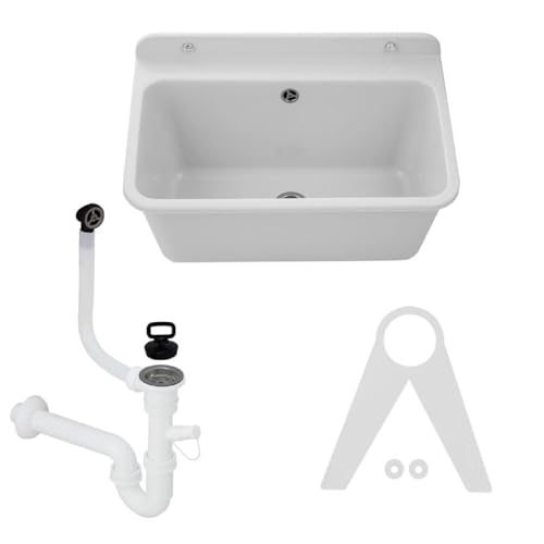 Ausgussbecken Waschbecken Spülbecken Waschtrog Innen Außen Garten Garage Keller Waschraum Werkstatt 3 Farben (Weiß)