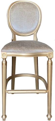 Profondità circa: 68 cm Casa Padrino Sedia da Bar Barocco Oro/Oro - Sgabello da Bar Fatto a Mano in Legno massello in Stile Antico con Tessuto in Velluto - Mobili da Bar in Stile Barocco