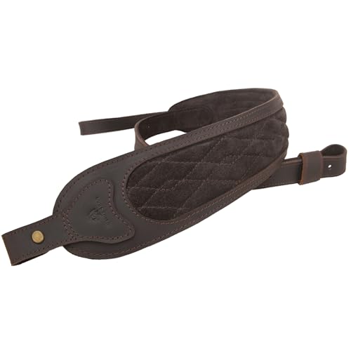 Tas Trost Adjustable Leather Rifle Strap, Non Slip Shotgun Belt Swivels for Outdoor Hunting (Dark Brown, Without Swivels)