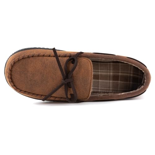 ULTRAIDEAS Men's Luke Microsuede Moccasin Slippers with Tie Indoor Outdoor2