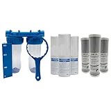  Pack de Filtration d\'eau Double Porte Filtre Plus 3 filtres Anti sédiment 10 microns et 3 filtres à Charbon 5 microns