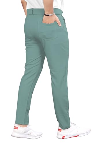 Image of Men's Formal Slim Fit Trousers | Mid-Rise Solid Pants with Button Closure | Perfect for Office Pack of 1)