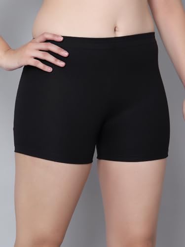 Image of Aimly Cotton Stretchable Cycling Gym Yoga Above Knee Slip Shorts for Women Combo Pack of 3