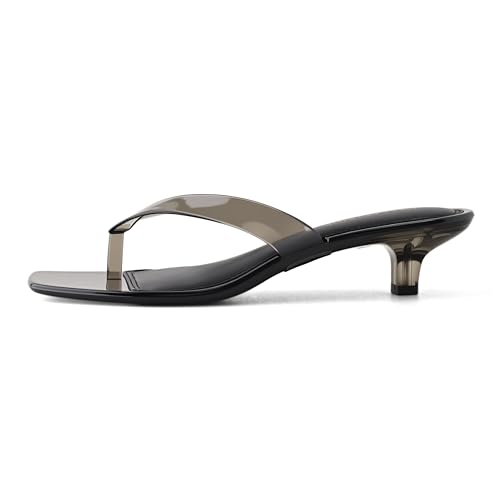 Image of Women's Flip-Flops Kitten Heels Thong Sandals For Women Square Toe Slip On Fashion Summer Dress Sandals