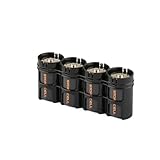 Storacell by Powerpax SlimLine D Battery Caddy, Black, Holds 4 Batteries