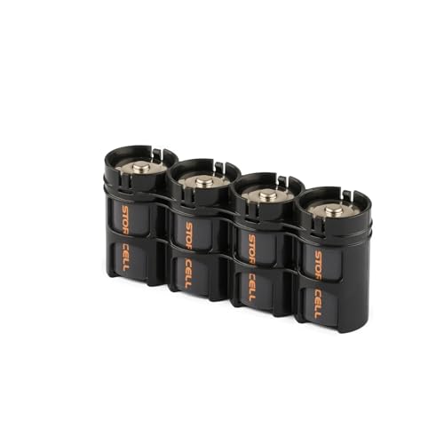 Storacell SLD4TB by Powerpax SlimLine D Battery Caddy, Black, Holds 4 Batteries, 1 Count (Pack of 1)