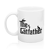 XQLZY The Catfather Coffee Mug, Cat Lover Tea Cup, Retirement Gifts for Dad Cats Owner Men, Birthday Gifts Father's Day for Husband Boyfriend Brother