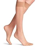 feinstrümpfe aus baumwolle Nylon Kniestrümpfe transparent in 15 Den mit Glanz und aus weichem Material; dünn, nicht blickdicht, nicht gemustert und für Schuhe wie Pumps oder Ballerinas geeignet; 1 Paar Socken von FALKE mit druckfreiem Komfortbund für Diabetiker gut geeignet
