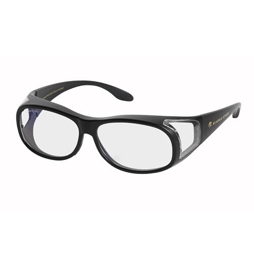 Image of Eagle Eyes FitOn DigiTec Fit Over Blue Light Blocking Computer Glasses - Wear Over Prescription Glasses /Reading Glasses /RX Glasses - 99.9% UV Protection with Anti-Reflective (Small, Black)