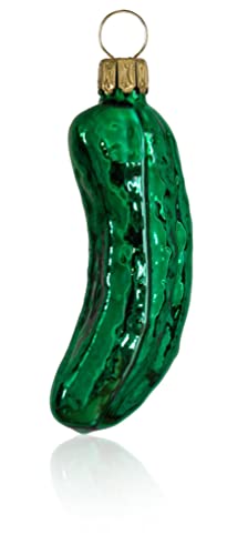 Pepino de Navidad de Cristal Medio, Verde Brillante | de la región de soplado de Cristal Lauscha | el Pepino para el árbol de Navidad como Adorno para árbol