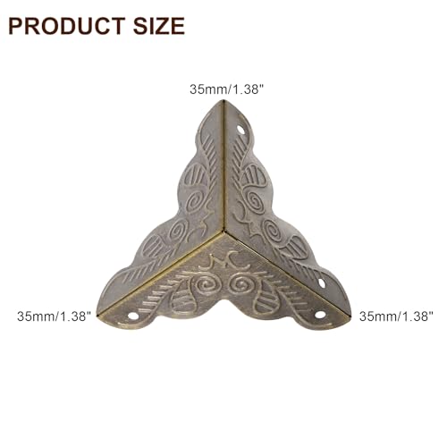 Image of uxcell 12 Pcs Box Edge Guard, 35mm Decorative Box Corner Cover, Corner Protector, Vintage Stair Dust Corners with Screws, Bronze