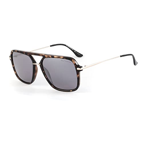 Sundog Eyewear Premium Sunglasses for Men - THRILL - UV Protection Featured Lens Technology - Great Fit for Golf, Fishing, Fashion, Beach, Aviator and Driving Glasses - Shiny Brown Tortoise/Gray