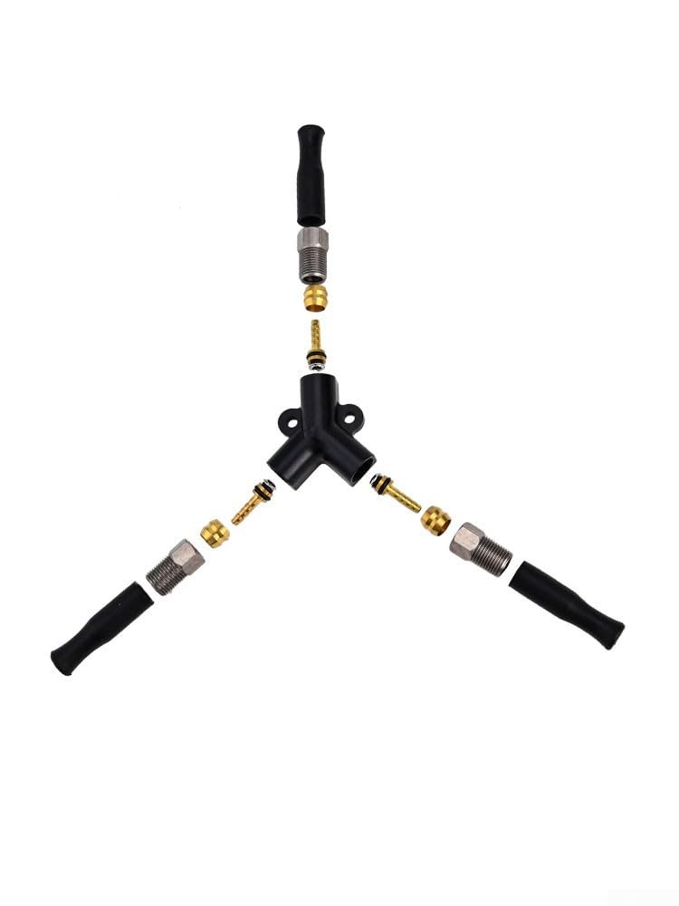 Bicycle Hydraulic Brake Oil Pipe Connector, Tee Distribution Valve for Tricycle Brake Systems, Aluminum Alloy 5mm Adapter, One-to-Two Oil Line Splitter, 3x2.4x1cm