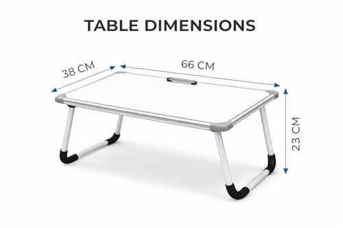 Image of YAJNAS Writable Whiteboard & Laptop Table | Portable Study Desk & Lap Desk for Bed with Laptop Support | Foldable Lap Bed Table, Ideal for Home & Office Presentation - (15 x 26, Whiteboard)