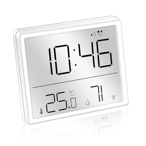 Reloj despertador digital, reloj de pared digital con batería, LCD con temperatura, humedad, succión magnética, diseño multifuncional, 12/24 horas ℃/℉, reloj digital de pared para sala de estar