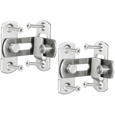 2 Pack 90 Degree Stainless Steel Right Angle Buckle Gate Latch Stainless Steel Door Bolt Lock with Screws Flip Door Locks Bolts for Doors & Windows (3 inch) Cover