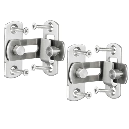 2 Pack 90 Degree Stainless Steel Right Angle Buckle Gate Latch Stainless Steel Door Bolt Lock with Screws Flip Door Locks Bolts for Doors & Windows (3 inch)