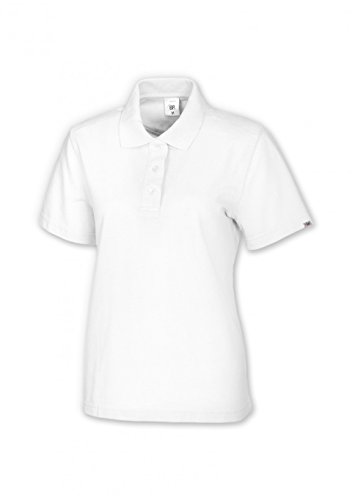 Polo de manga corta para mujer de alta densidad 220 g/m2 con cuello clásico blanco