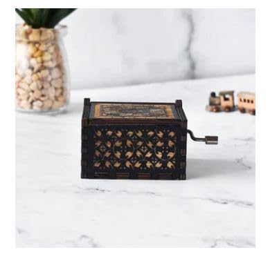 Image of UMANI Music Box - Hand Crank Engraved Vintage Wooden Music Box Gifts for Birthday,Christmas,Valentine's Day,Thanksgiving Days(MB-AOT 3 )