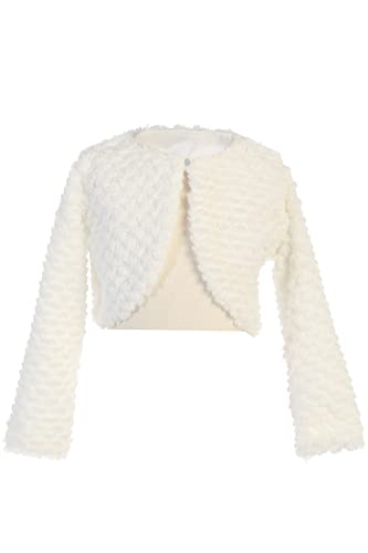 Image of Made in USA - White Cardigan for Girls - Faux Fur Sweaters for Girls - Dress Bolero for Toddler - Baby Kids Shrug