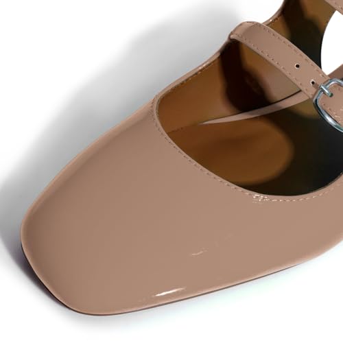 Image of anteikira Women's Round Toe Slingback Flats Closed Toe Double Strap Mary Jane Flats for Women 1 Inch Heel Dress Shoes Low Heel Causal Work Office Pumps for Women Size 5.5-12US