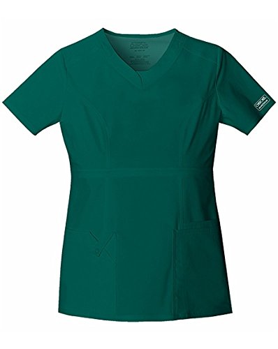 Cherokee Women's Workwear Scrubs Core Stretch Jr. Fit V-Neck Top, Hunter, XX-Small