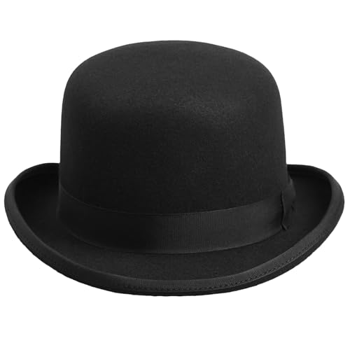 Unisex Bowler Derby Hat Vintage Steampunk Victorian Style Hat for Halloween Costume Music Festival (Black ONE Size)
