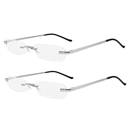 DBEFTLI Rimless Reading Glasses 2 Pairs 1.50 Men Women