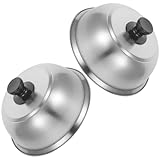 KITANDOVE ステンレススチール製フードドームカバー 2個セット 熱均等分散ステーキカバー ジューシー調理とチーズ溶かし対応のグリドル用家