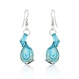 BESHEEK Handmade Aqua Blue & Sterling Silver Twisted Twirl Drop Earrings | Handmade Hypoallergenic B