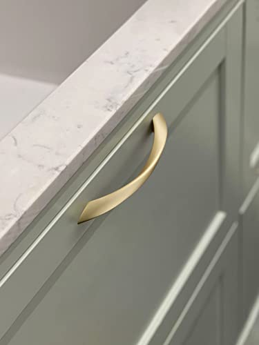 Image of Brushed Gold Cabinet Pulls 6.3 Inch Arch Twisted Brass Handles Drawer Kitchen Cupboard Bathroom Dresser Cabinet Hardware Zinc Alloy 2 Pack