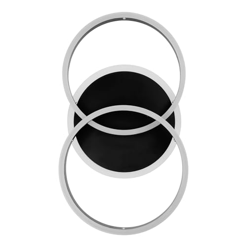 whsiodj Moderna lámpara de techo LED con mando a distancia, regulable, cambio de color, luz cálida, luz fría, IP20, para salón, dormitorio, cocina, comedor, diseño moderno de anillo (negro)